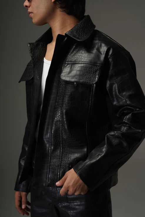 CHROME CROC LEATHER JACKET