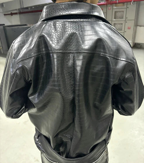 CHROME CROC LEATHER JACKET