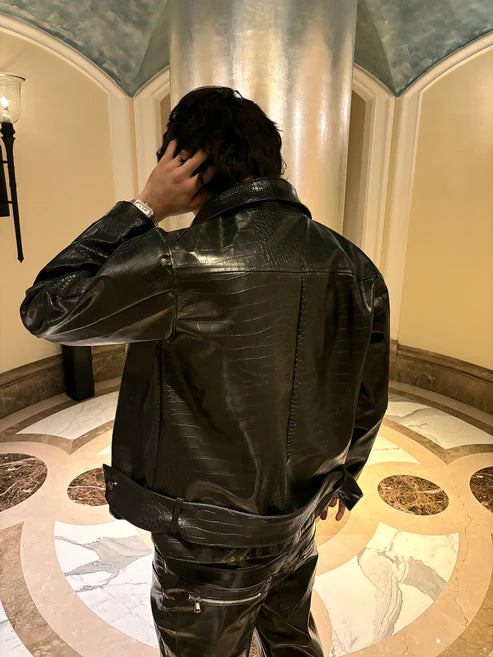 CHROME CROC LEATHER JACKET
